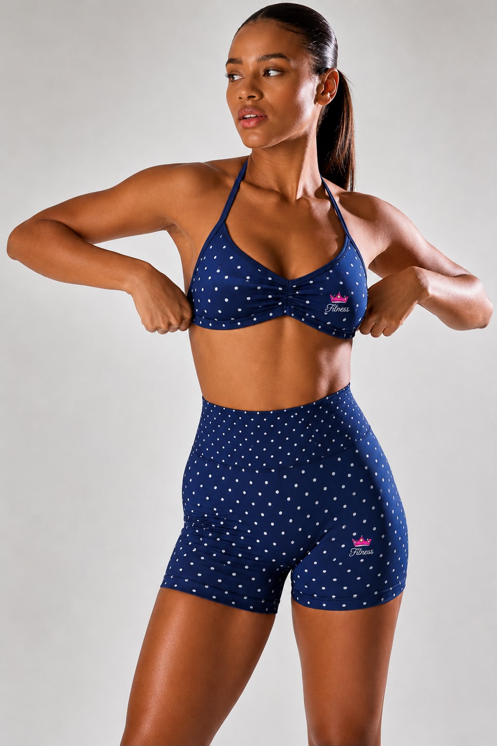 Princess Polka Dots Short Set Navy Blue 3