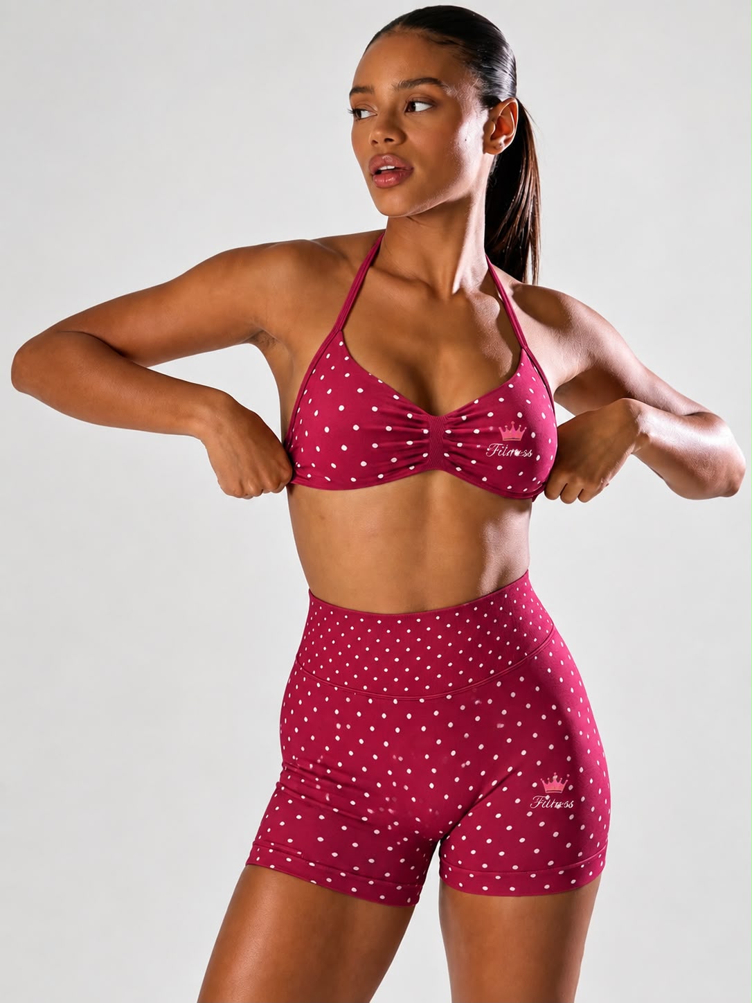 Princess Polka Dots Short Set Raspberry Pink 2